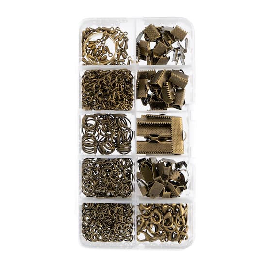 John Bead 10 Slots Rectangle Antique Copper Findings Jewelry Making Kit, 503ct.